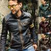 Autumn and winter new fashion slim stand-up collar locomotive leather jacket men FN