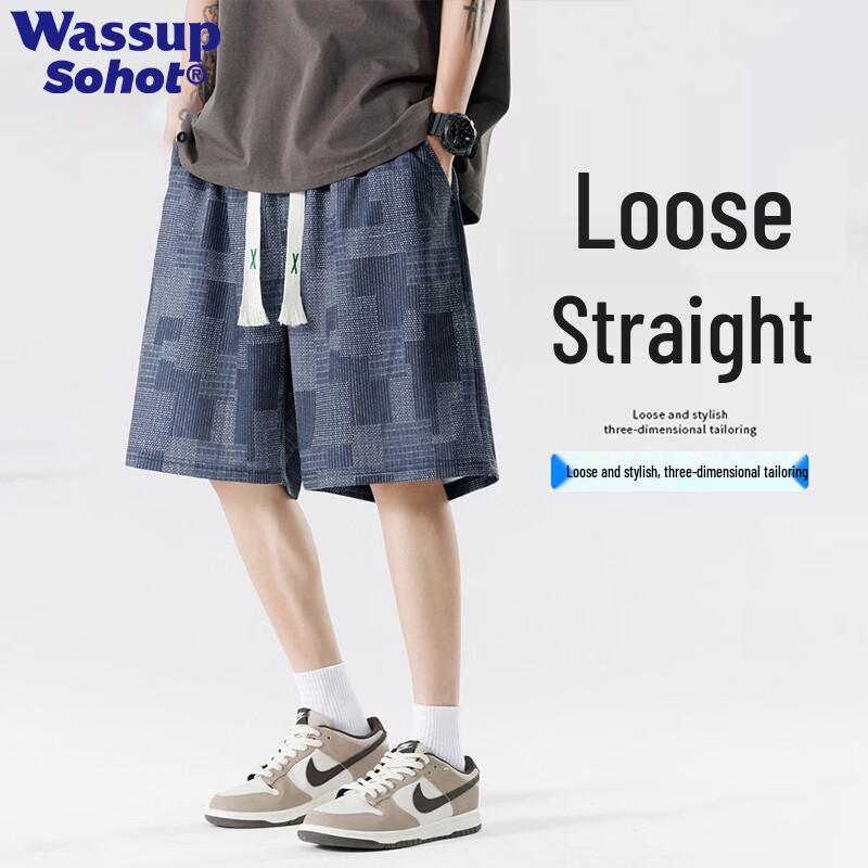 Wassup Sohot Men s Plaid Casual Beach Shorts S