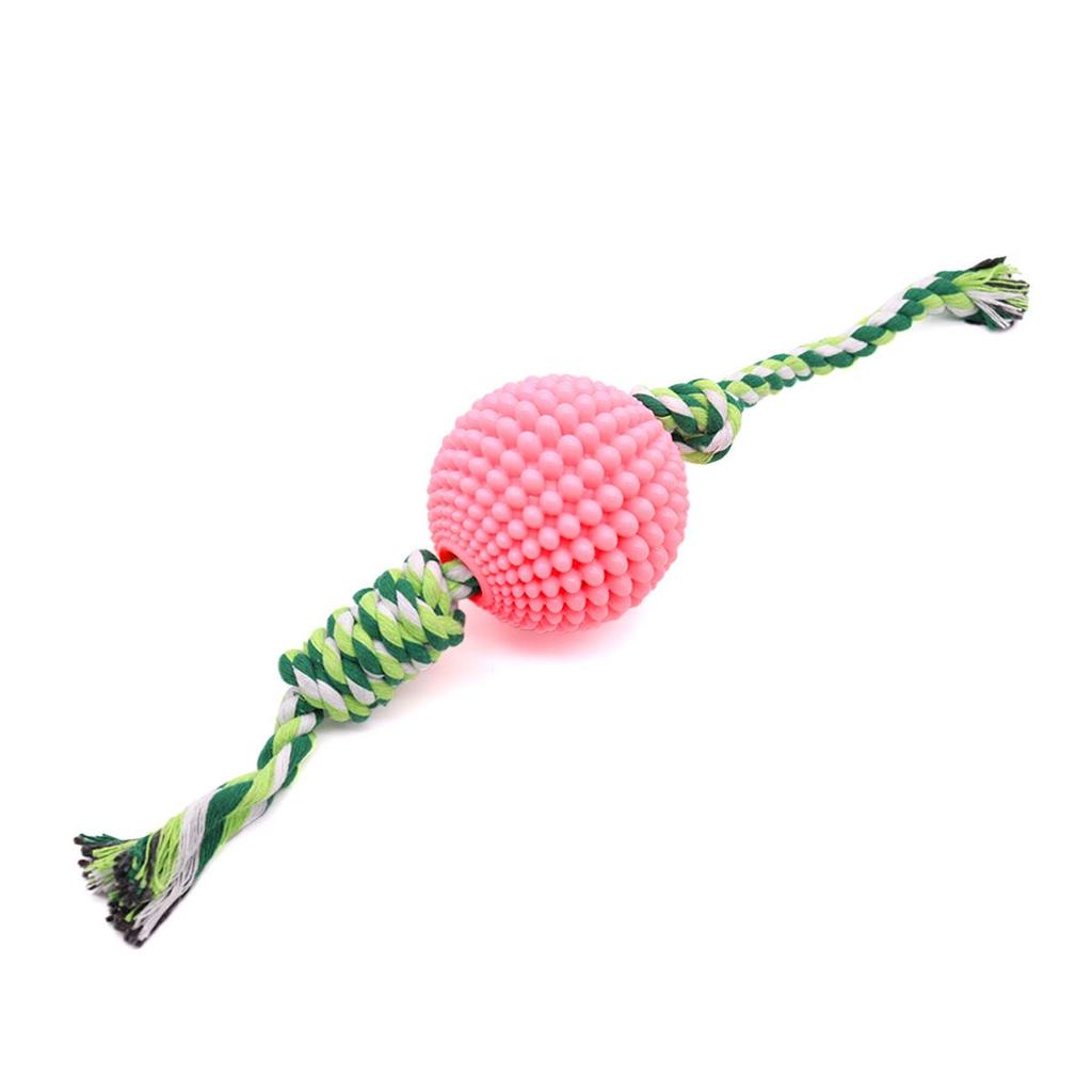 Dog Squeaky TPR Corn Ball: Bite-Resistant Pet Toy, Teeth Cleaner, Grinding Stick with Rope for Self-Entertaining Stress Relief.