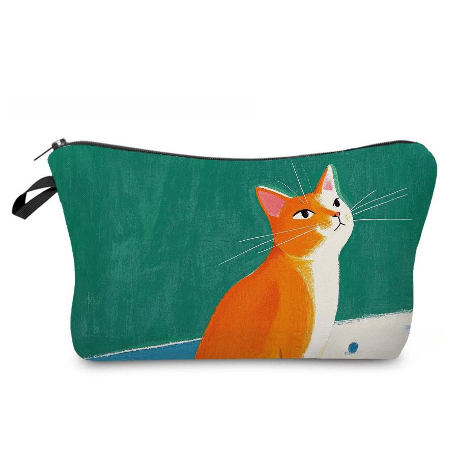Women Cat Print Cosmetic Bag Toiletries Organize Travel Storage Case 6970 KTB