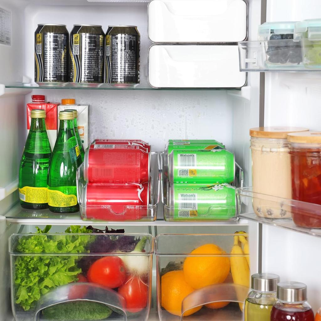 Moretoes 2 Pack Soda Can Organizer for Fridge, Clear Refrigerator Organizer Bins, Soda Can Organizer for Pantry, Kitchen Organizers and Storage