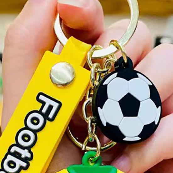 Keychain Pendant, Golden Metal Chain Keychain with Buckle Soft PVC Rubber, 3D Jersey Shape Key Holder with Lanyard, for Keys Backpacks Car Fans Gift