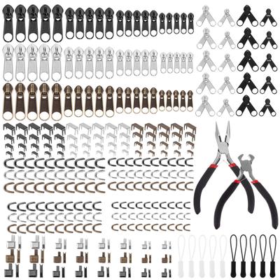 296 Stuks Rits Reparatieset Vervangende Ritslipjes Met Metalen Ritsvergrendeling Schuifregelaar Ritsstoppers Borgpennen Ritsverlengstuk