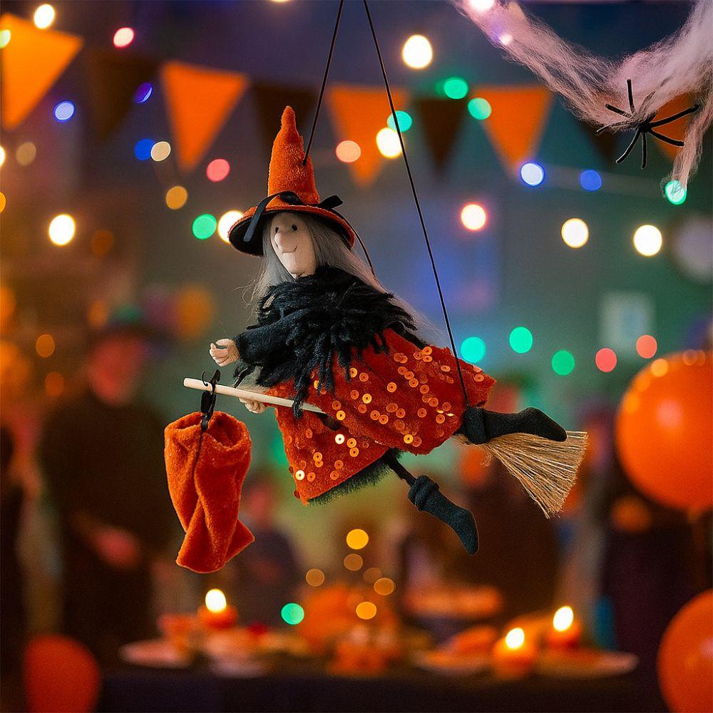 Gothic Broomstick Witch Ornament Witch Hat Ghost Witch Pendant Halloween Party