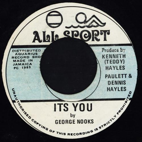 

7inch Record GEORGE NOOKS Its You NONE All Sport 1983 Jamaica Reggae Ska Dub Used