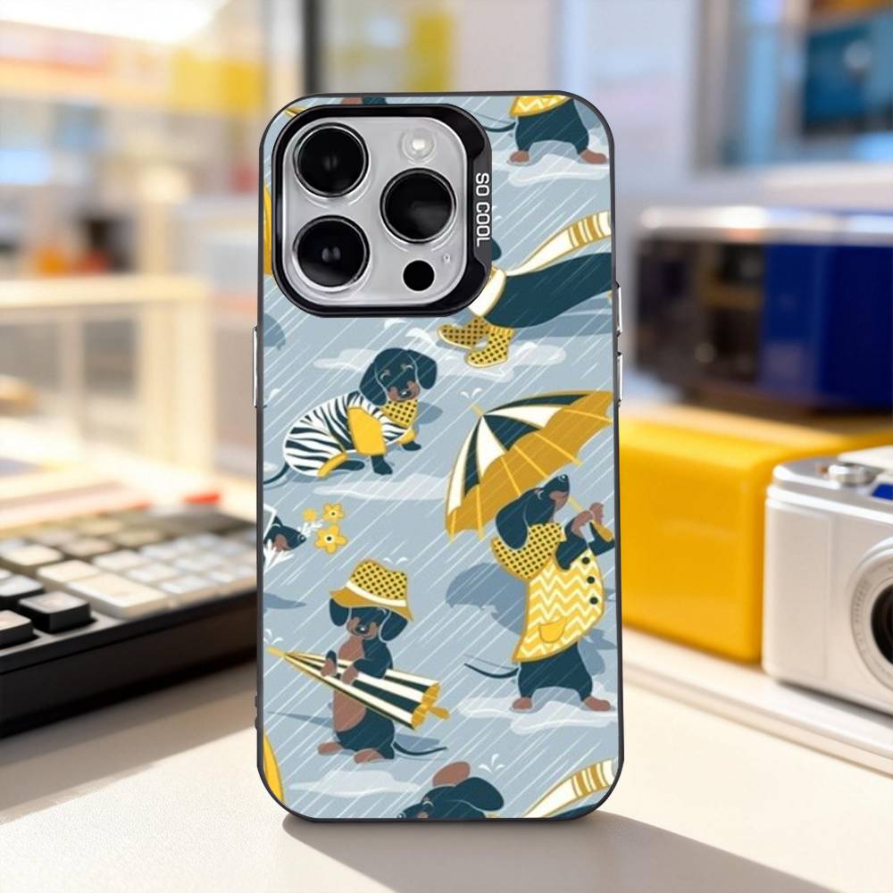 Cute Dachshund Funny For iPhone 17,16,15,14,13,12,11,Pro,Max,Plus,E,Air,Mini Anti Fall Black Matte Hard Bumper Phone Case