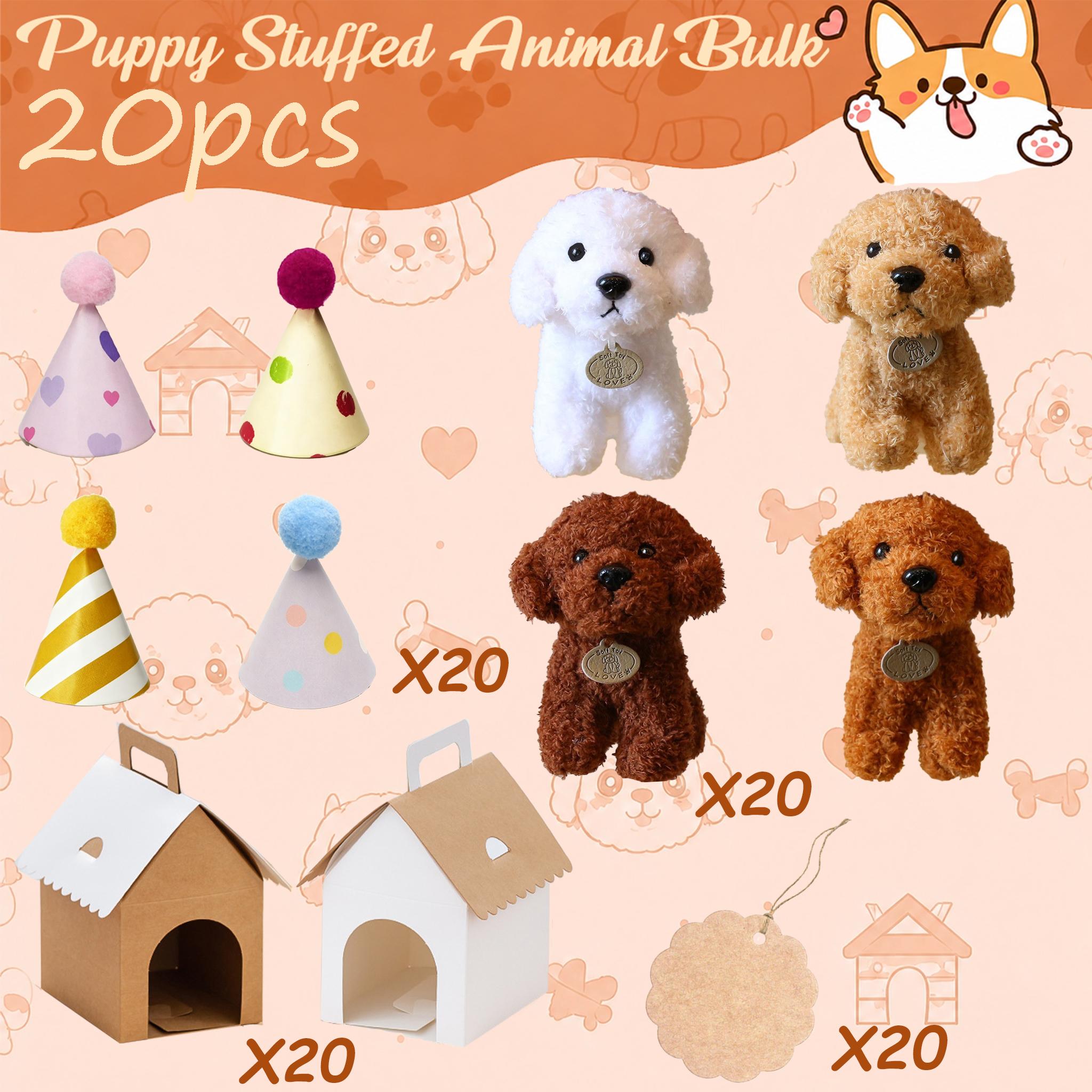 8-3s Welpen Plüschtiere Großhandel mit Kartenhut Papierboxen Adoptiere einen Welpen Partygeschenke Geburtstag Plüschhunde Schlüsselanhänger für Kinder