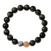 Obsidian Cloisonné Meditation Lotus Bracelet for Men and Women, Buddhist Bead Single-Loop Couple's Bracelet