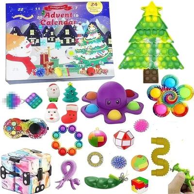 Kalendarz Adwentowy Fidget 2025, Świąteczne Kalendarze Adwentowe Odliczanie 24 Dni, Pudełko Niespodzianka z Zabawkami Bąbelkowymi, Sensoryczne Pakiety Zabawek Fidget dla Dziewcząt Nastolatek
