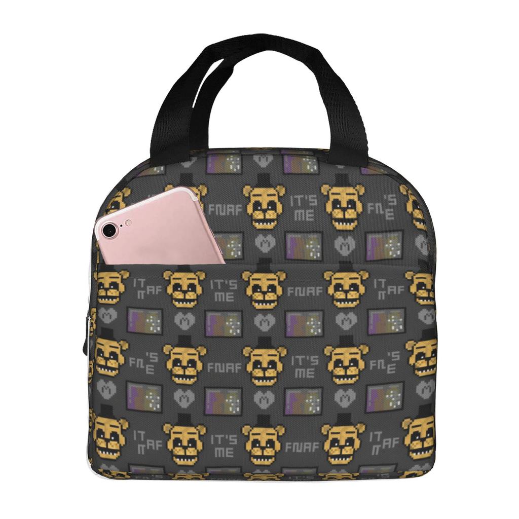 Op maat Gemaakte FNAF At Freddys Geïsoleerde Lunchtas voor Buiten Picknick Survival Spel Draagbare Thermische Koeler Bento Box Mannen Vrouwen