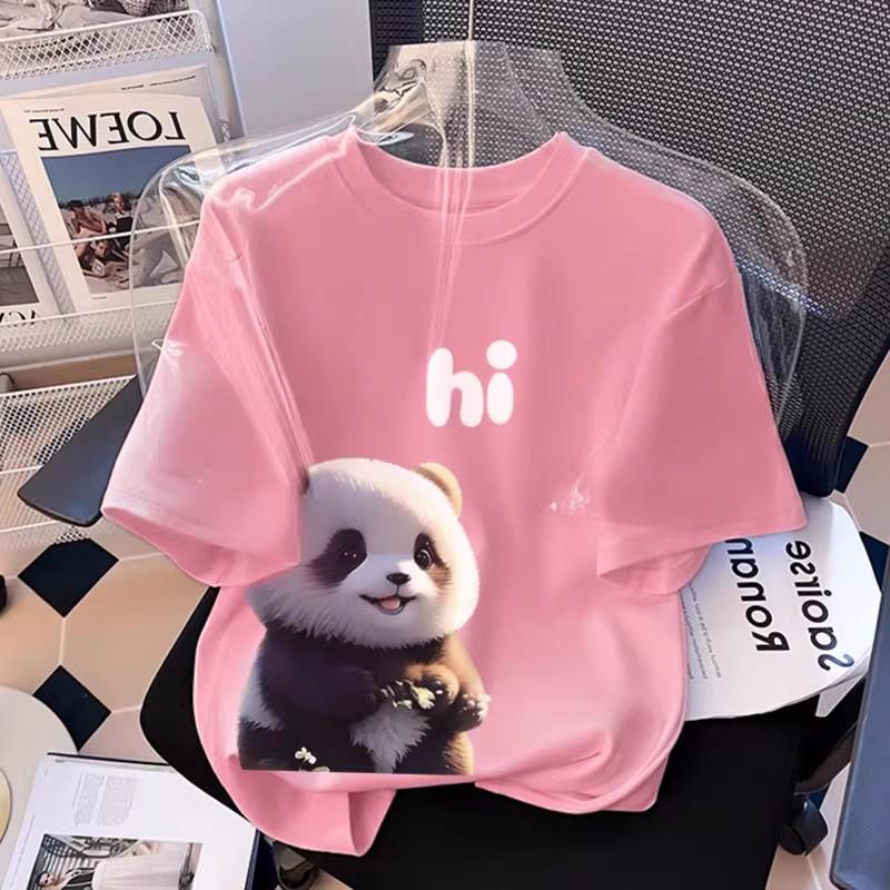 2026 Summer Cartoon Panda Casual Women’s Loose Short-Sleeve T-Shirt