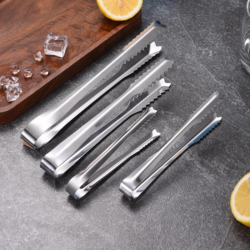 Thickened Stainless Steel Ice and Sugar Cube Tongs for Bar and Kitchen