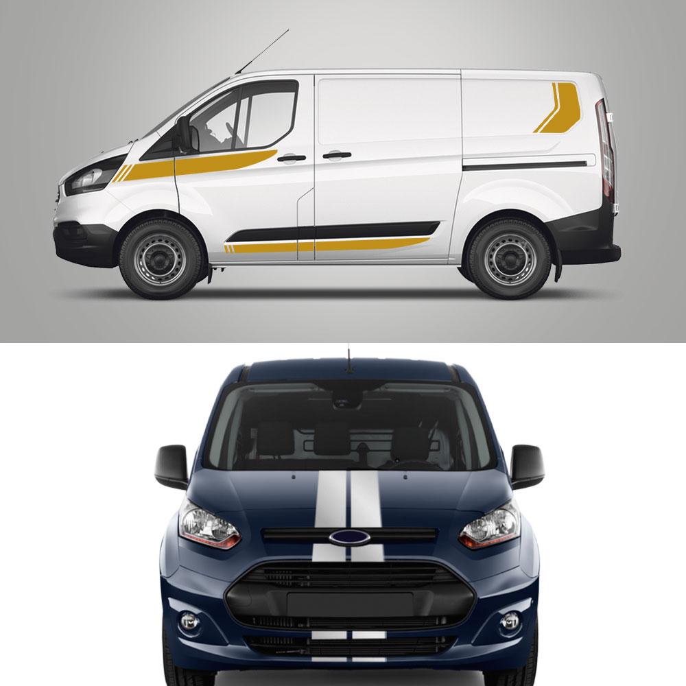 Car Stickers Van Vinyl Decals For Ford Transit Tourneo Custom MK7 MK8 MK9 Sport STRIPE KIT Auto Tuning Accessories