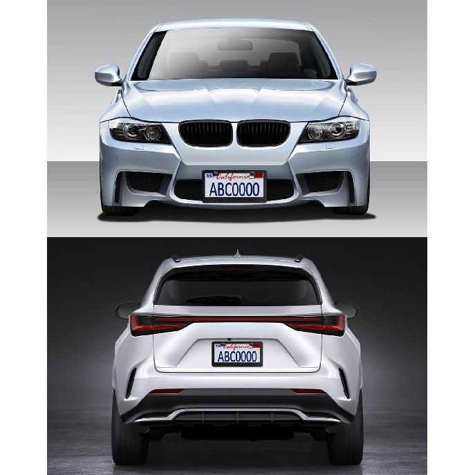 Black Carbon Fiber License Plate Frames, Plastic Number Plate Holder Print Carbon Pattern for Men and Women, 2 Pack with Screws Caps for Front Rear