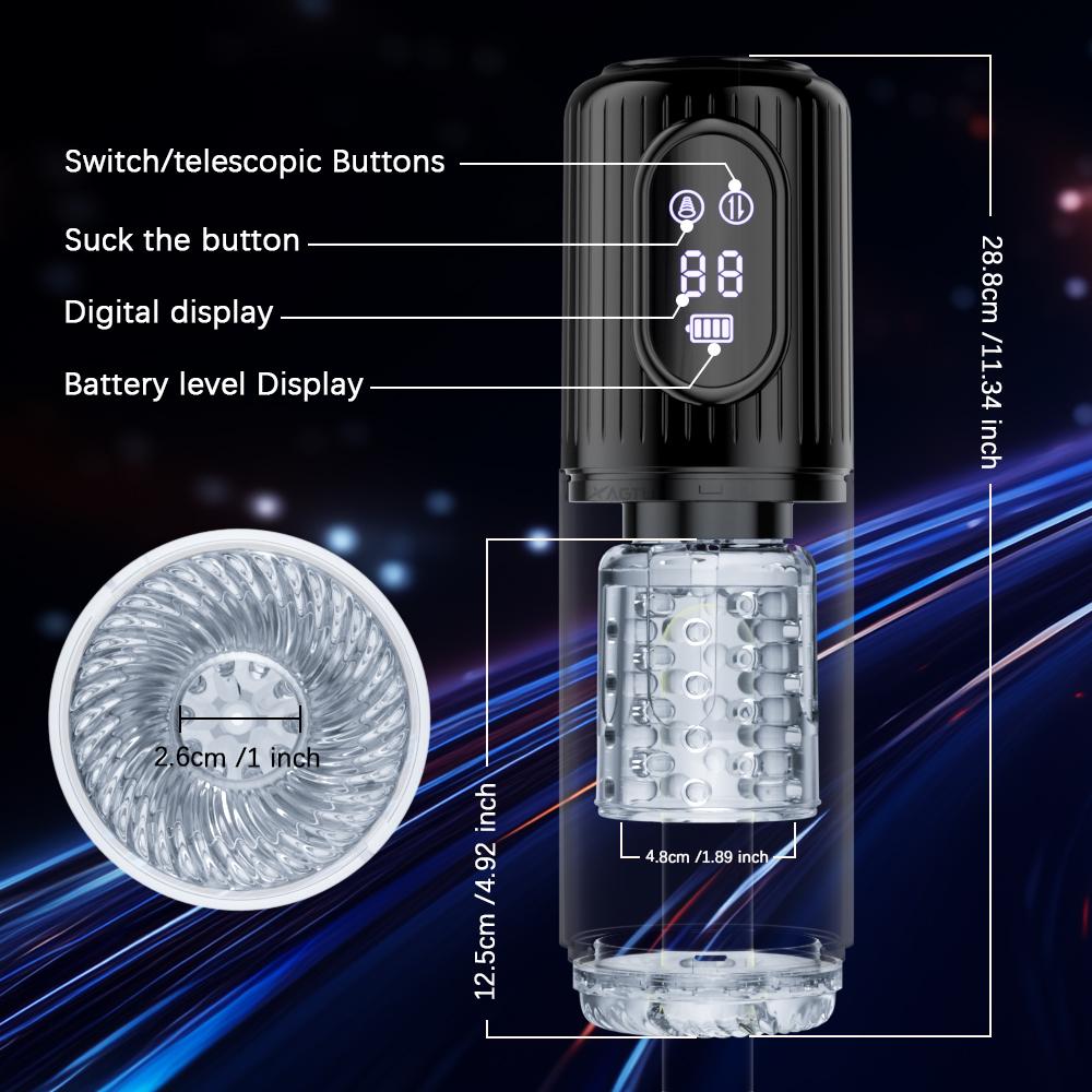 Automatischer Teleskopischer Männlicher Masturbatorbecher Stoßen Rotation Saugen Masturbation Vagina Muschi Blowjob Sexspielzeug für Erwachsene für Männer