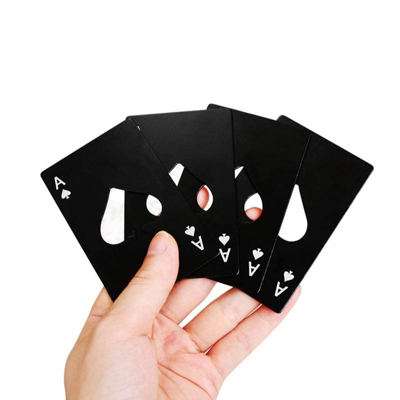 Black Poker Card Beer Bottle Opener Personalized Stainless Steel Credit Card Bottle Opener Card of Spades Bar Tool 8.5cm*4.5cm