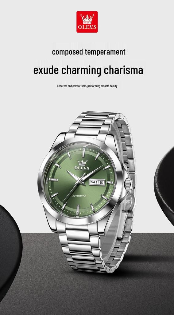 OLEVS Men's Automatic Mechanical Watch - Day/Date, Waterproof, Luminous, Steel Band