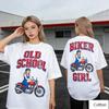 Vintage Retro Motorcycle Girl Graphic Cotton TShirt Retro Street Style Print with Cool Girl Classic Bike Design
