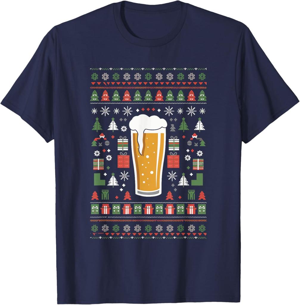 Beer Ugly Christmas TShirt Regular Short Sleeve Printed Tops Street Fashion Hipster Trending Comfortable Leisure Hot Sale Gift