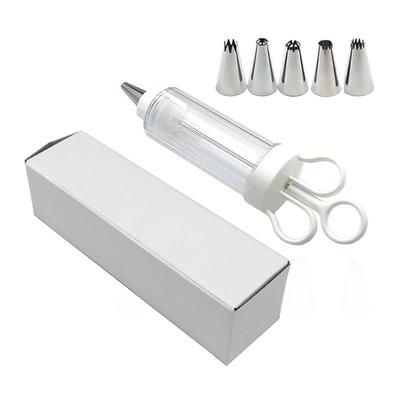 Cupcake Icing Piping Kit Plastic Reusable Cupcake Injector with 6 Stainless Steel Icing Nozzles Dessert Cream Decorate Tools