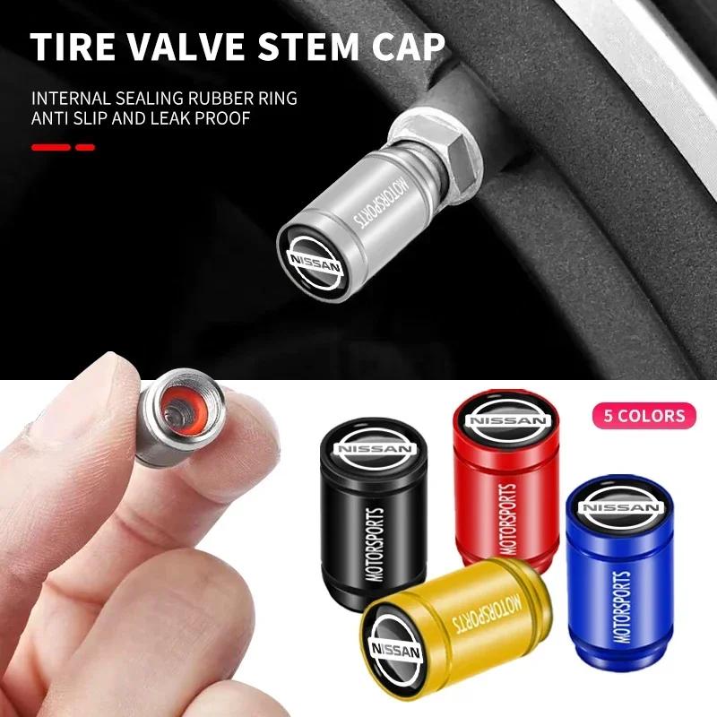 2025 J10 For Nissan 4pcs Aluminum Car Tire Valve Cap Tyre Gas Nozzle Cover Valve Dustproof For Nissan Nismo Tiida Teana Skyline