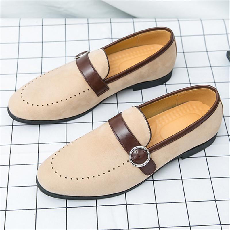 Trendy New Monk Strap Loafers New Men's Pointed Suede Leather Shoes Male Designer Formal Wedding Dress Homecoming Footwear