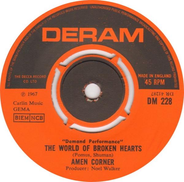 

7inch Record AMEN CORNER - The World Of Broken Hearts DM228 Deram 1969 UK Rock Used