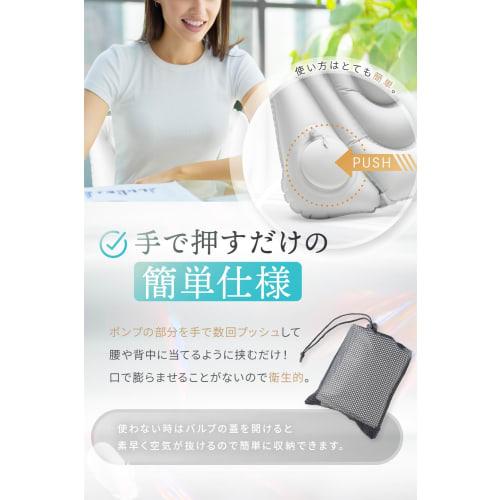 LeLante Back Pain Relief Cushion, Lumbar Pillow, Ideal for Airplanes, International Travel, Night Buses, Shinkansen Trains, and Cars (Light Gray)