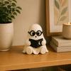 Soft Matte Finish Resin Craft Ornaments Halloween Ghost Figurine, Cartoon Desktop Ornaments, Cute Statue Trendy for Home with Book/Coffee/Vinyl