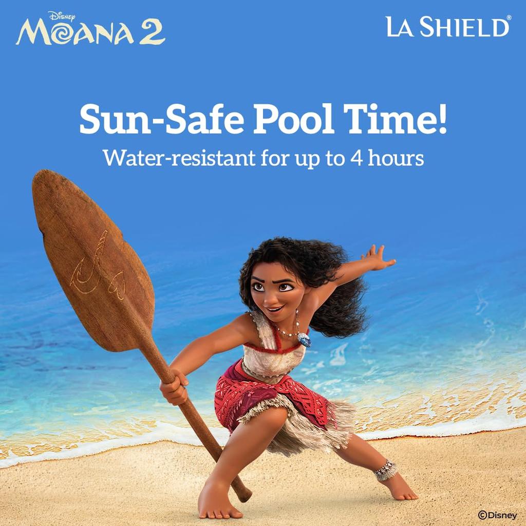 La Shield Disney Moana Kids Mineral Sunscreen SPF 50 PA+++ 50G | Free Sticker Set | Water Resistant | Fragrance Free | For Kids Over 2 Years