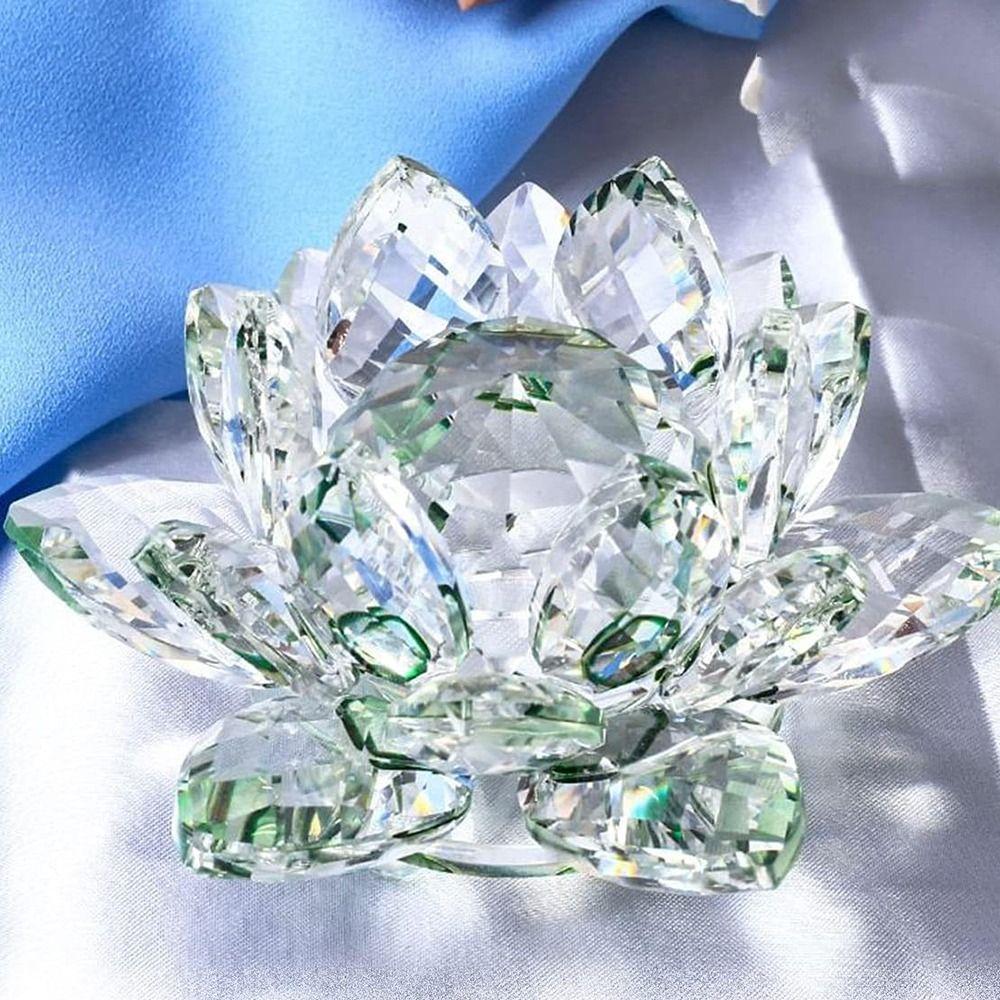 Anti-slip Crystal Lotus Flower 3 Foots Glass Lotus Feng Shui Decor Crystal Flower Figurine  Office