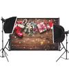 Christmas Wood Board Backgrounds for Photographs Plank Pine Branch Gifts Xmas Bells Winter Snow Family Party Photocall Backdrops