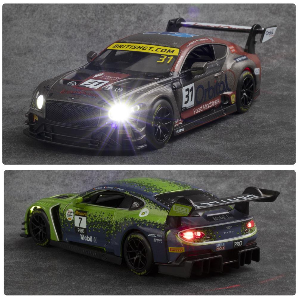 Model auta Bentley Continental GT3 v měřítku 1/32, stahovací autíčko se zvukem a světlem pro děti Batole Kluci Dívčí Dárková kolekce