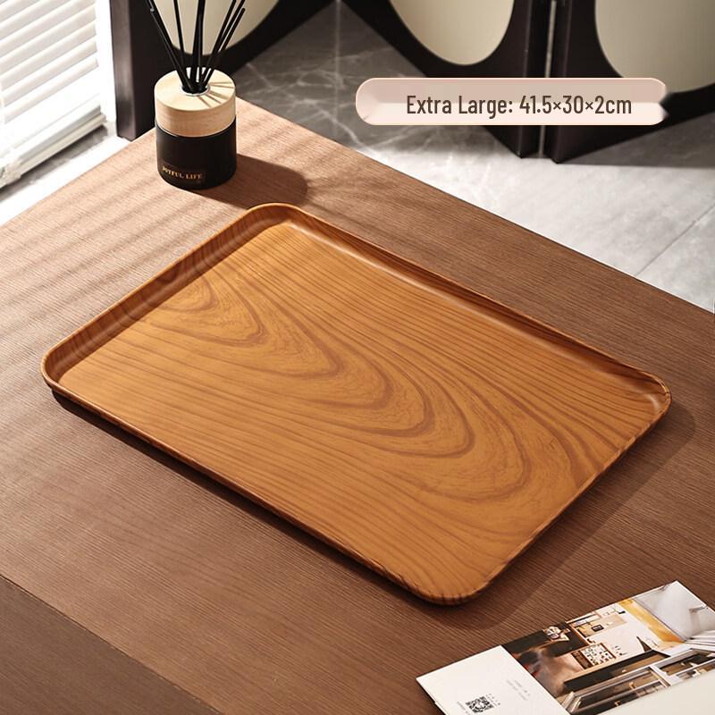 Japanese Style Faux Cherry Wood Grain Rectangular Serving Tray