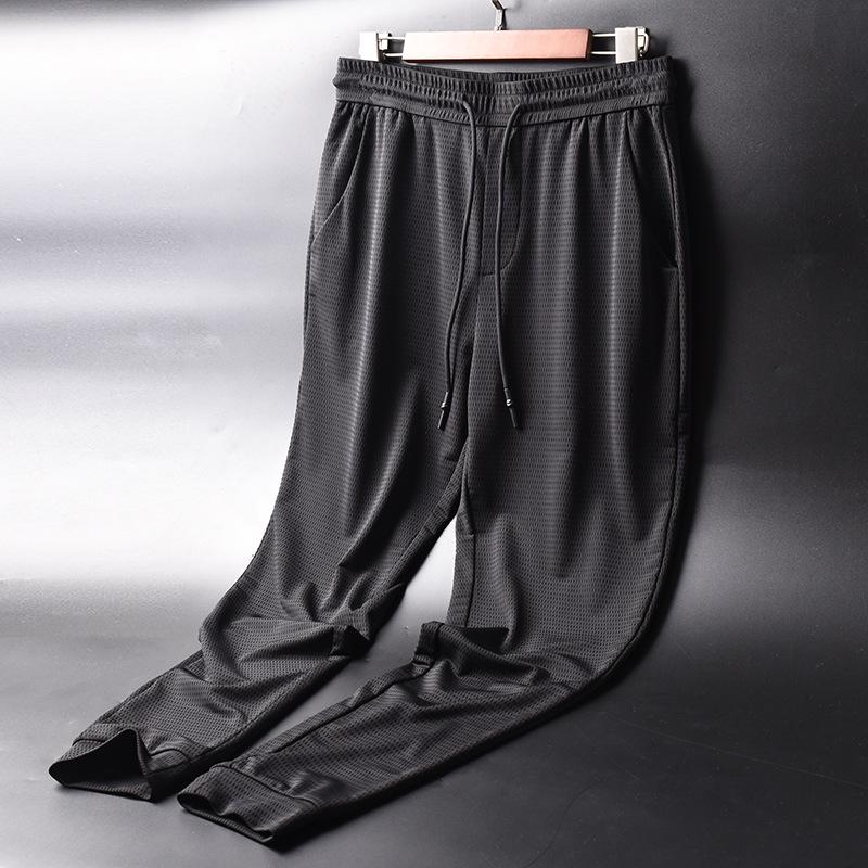 Men'S Summer Casual Pants Fitness Pants Sports Pants Quick-Drying Breathable Ice Silk Pants Straight Pants Thin Section