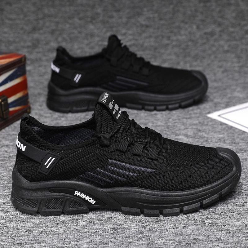 

2025 summer men s shoes new breathable mesh fly-woven casual shoes versatile running sports shoes black coconut shoes 39 чёрный