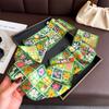 Spring and Summer Flower Double-layer Scarf, Streamer Strap, Bag Decoration, Suit Scarf, Small Long Headband, Silk Scarf, Women's Printing Is Narrow a
