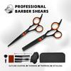 Professional Black & Orange Stainless Steel Haircutting and Thinning Scissors for Salon Stylists