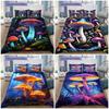 Magical Neon Mushroom Forest 3Pcs Bedding Set, Duvet Cover with 2 Pillowcases, No Comforter No Pillow Core, Fantasy Home Decor