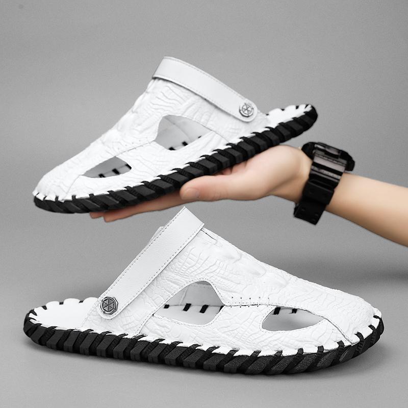 Fashion Mens Sandals Confortable Crocodile Pattern Lightweight Classic Beach Slippers Plus Size Non Slip Soft Black Sandals for Men