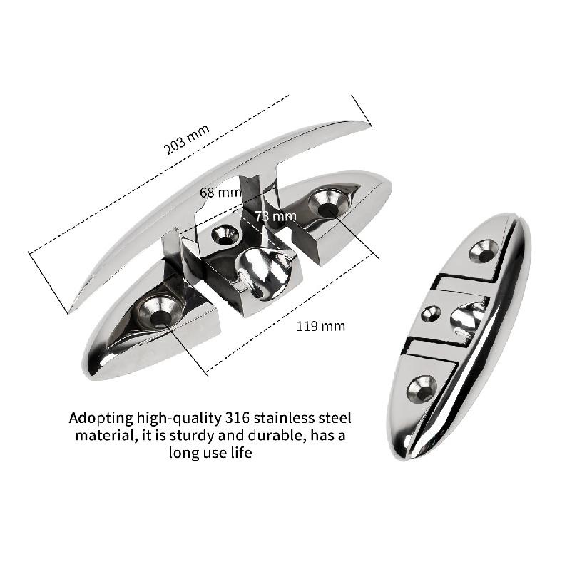 5"6“8” 316 Stainless Steel Boat Mount Folding Flip Up Cleat Marine Mooring Folding Cleat Boat Accessories Mooring Cleat Parts