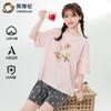 150g Pure Cotton 100% English Bolun Girls' Pajamas Short-Sleeved Set Home Clothes