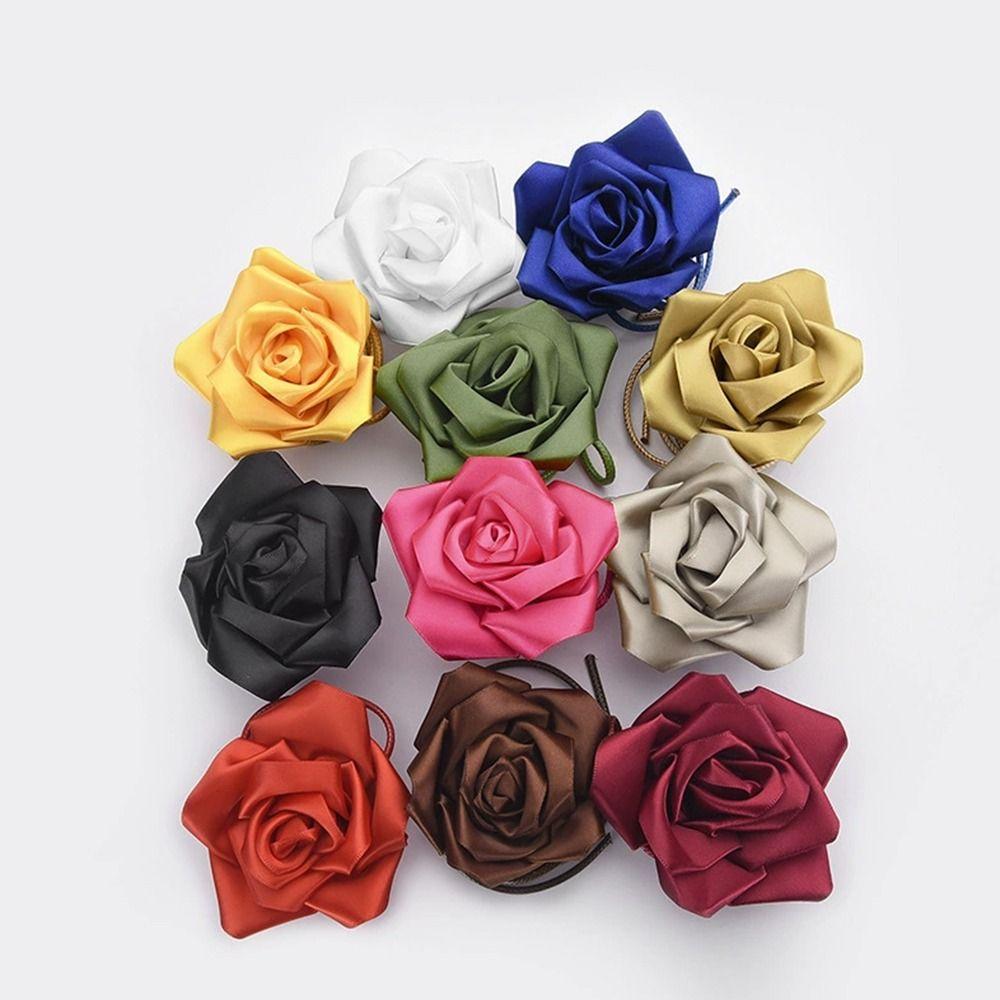 Decorative Rose Flower Rope Belts DIY Woven Waistband Strap Fabric Belt  For Women Lady Girl