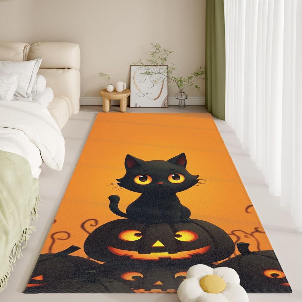 Haunted Nursery Rug - Baby-Safe Flannel for Monster Under Bed, Glow Eyes Anti-Slip Mat | Spooky Kids Room Essential