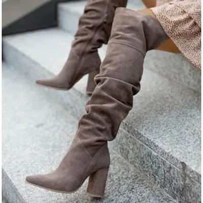 Damenstiefel Herbst Winter Schuhe Stiefel-Damen Spitzenschuhe Luxus Designer Sexy Oberschenkelhohe Absätze Hoch Sexy Große Größe P