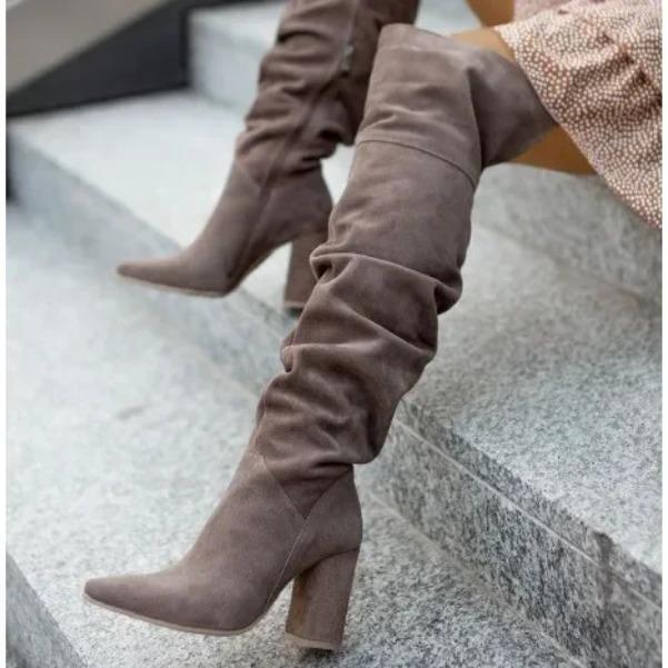 Damenstiefel Herbst Winter Schuhe Stiefel-Damen Spitzenschuhe Luxus Designer Sexy Oberschenkelhohe Absätze Hoch Sexy Große Größe P