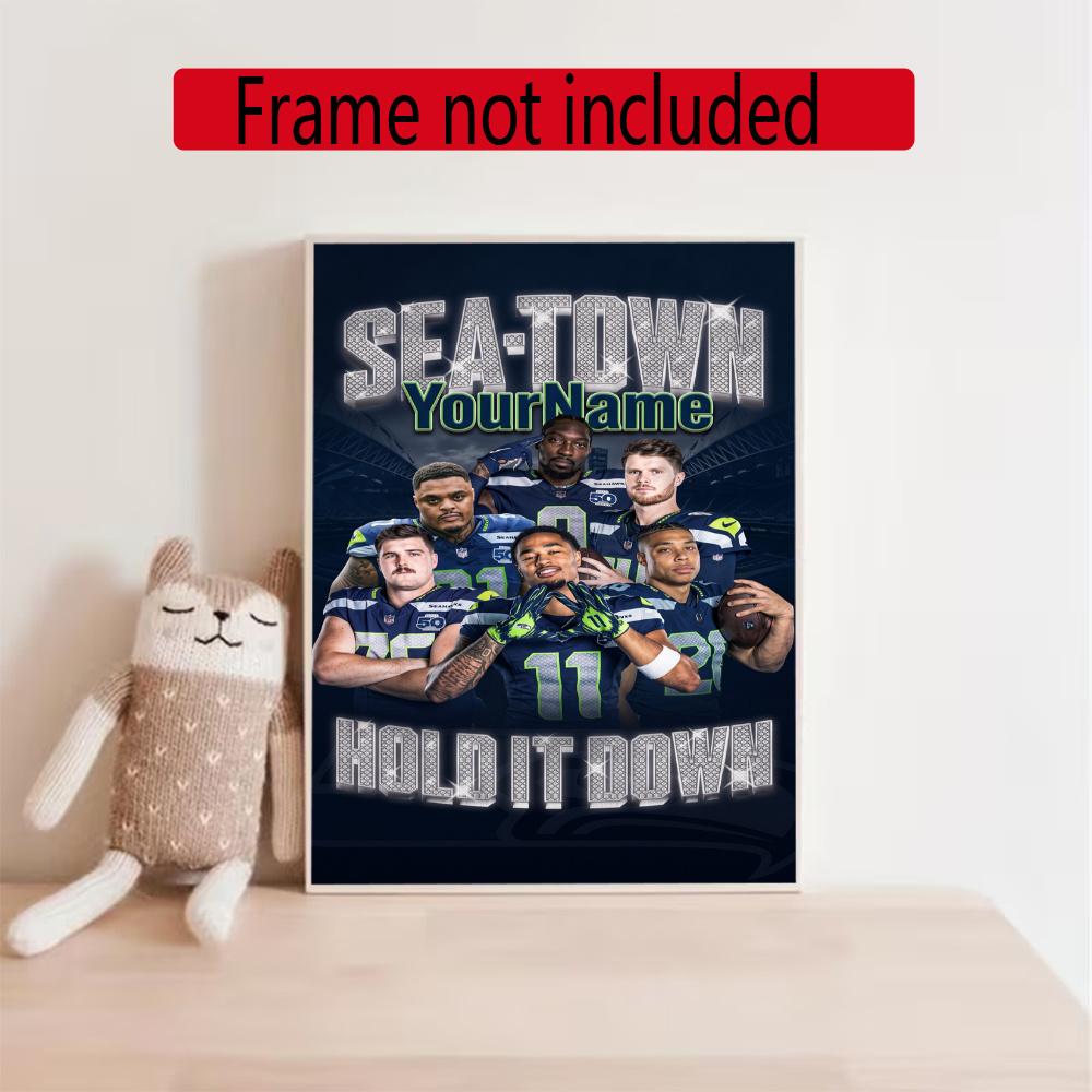 Seattle Seahawks Personalized Text Diamond Painting Round Diamond Mosaic Rhinestones Diamond Embroidery Craft Kit Wall Decor Without Frame