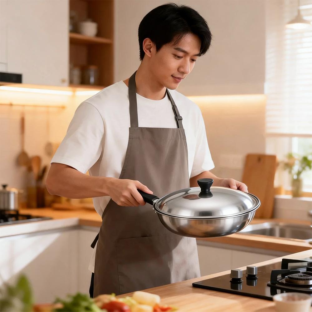 Durable 20-30cm Pot Lid Stainless Steel Universal Frying Pan Cover Anti-scalding Kitchen Food Lid Restaurant Kitchenware