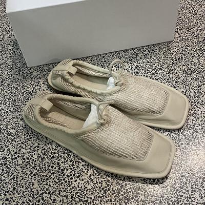 Square-Toed Mesh Splicing Sandals Shallow Lace-Up Slip-On Flats Soft Leather Comfortable Simple Women Shoes Sandalias Mujer