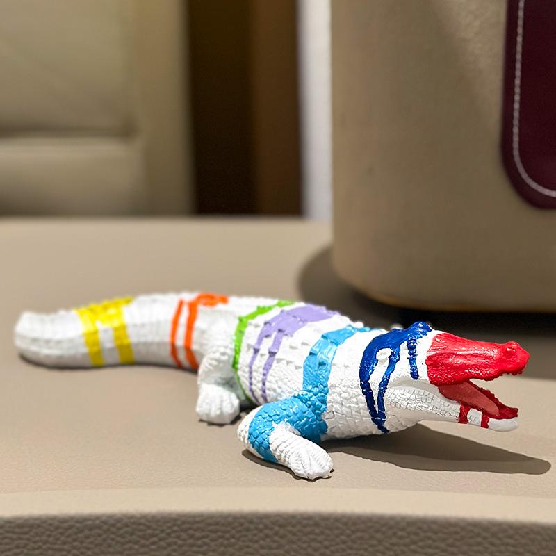 Colorful Resin Crocodile Ornament for Living Room or Office Decor